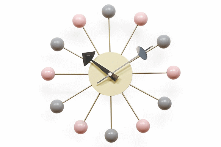 ジョージ・ネルソンがデザインしたボール・クロック（Ball Clock）のピンク＋グレー